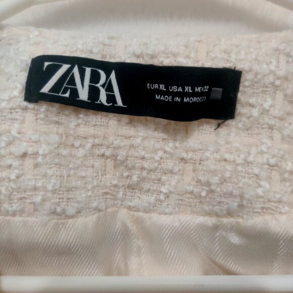 Zara Womens Cotton Tweed Long Sleeve Double Breasted Blazer size XL - Picture 6 of 15